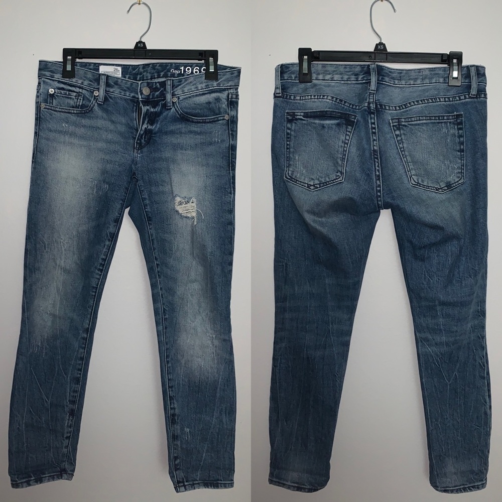 GAP 1969 Always Skinny Cropped Distressed Jeans